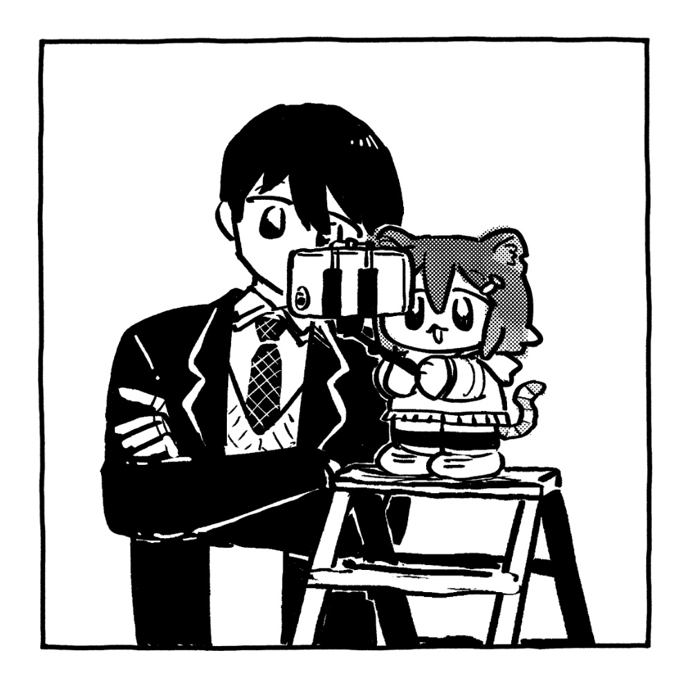男子高校生とねこ