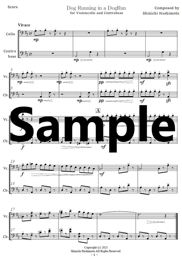 Dog Running in a DogRun (for Cello and Contrabass)