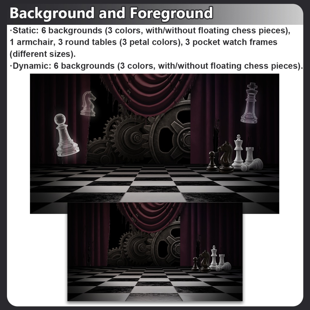 【動く背景】Silent Game | Vtuber Room Asset | Streaming Assets | T【Live2Dアイテム】 witch Accessories | Animated Vtuber Background | MP4 Digital DL | Gothic