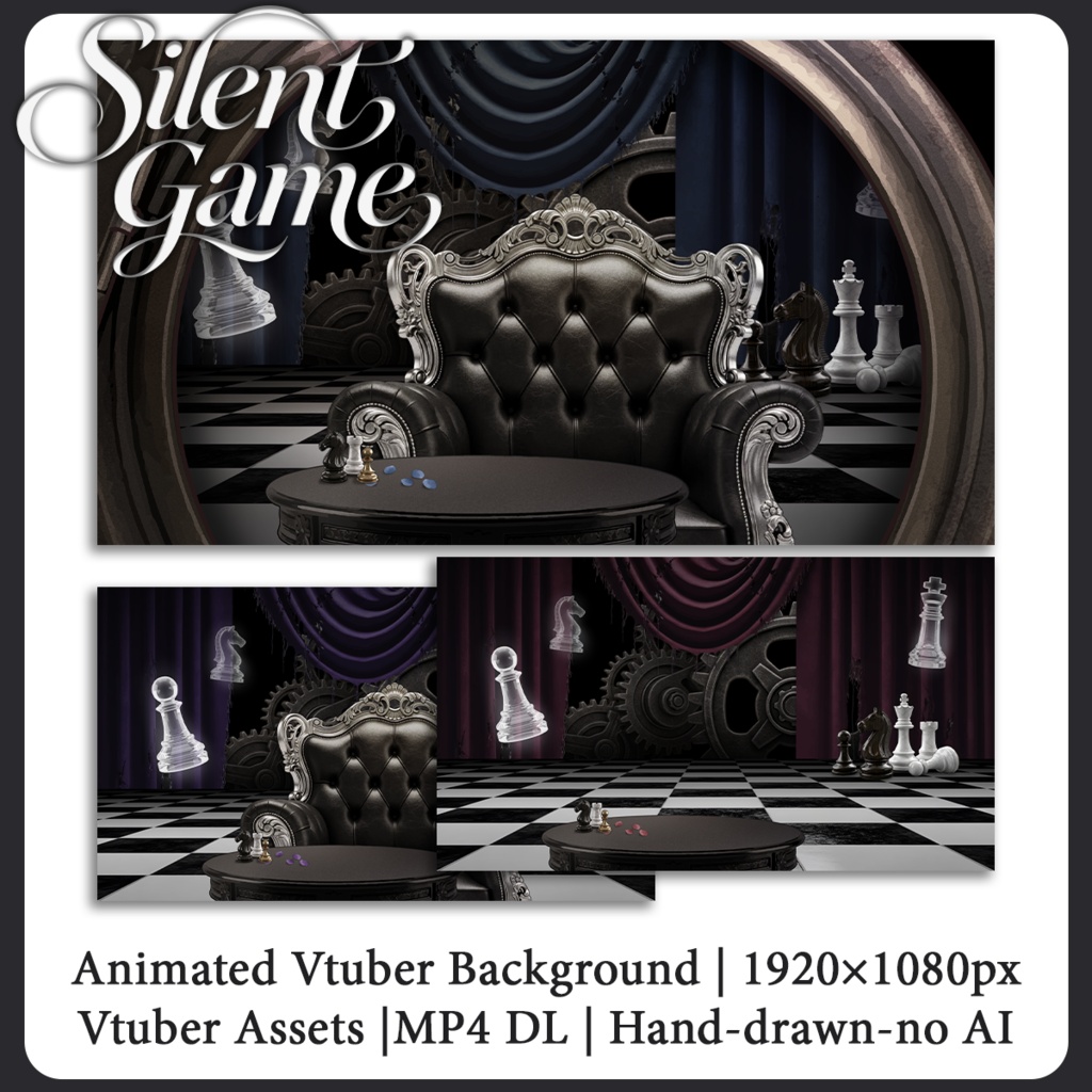 【動く背景】Silent Game | Vtuber Room Asset | Streaming Assets | T【Live2Dアイテム】 witch Accessories | Animated Vtuber Background | MP4 Digital DL | Gothic