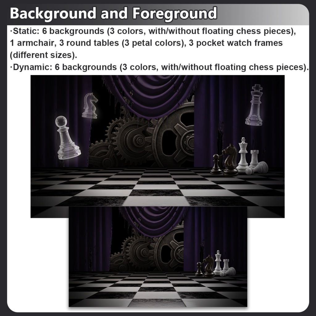 【動く背景】Silent Game | Vtuber Room Asset | Streaming Assets | T【Live2Dアイテム】 witch Accessories | Animated Vtuber Background | MP4 Digital DL | Gothic