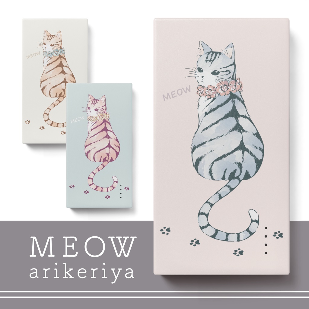猫 水彩 モバイルバッテリー オフホワイト ピンク ミント ありけり屋 Arikeriya Booth 猫 水彩 モバイルバッテリー オフホワイト ピンク ミント ありけり屋 Arikeriya Booth