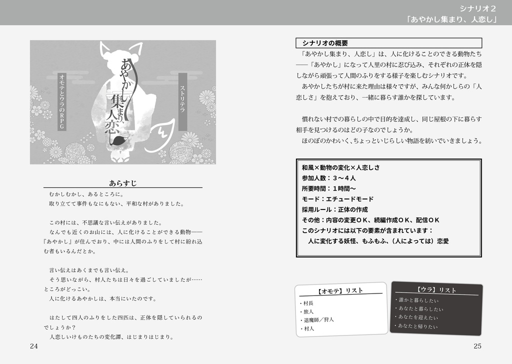 【ストリテラ】非公式シナリオ「あやかし集まり、人恋し」