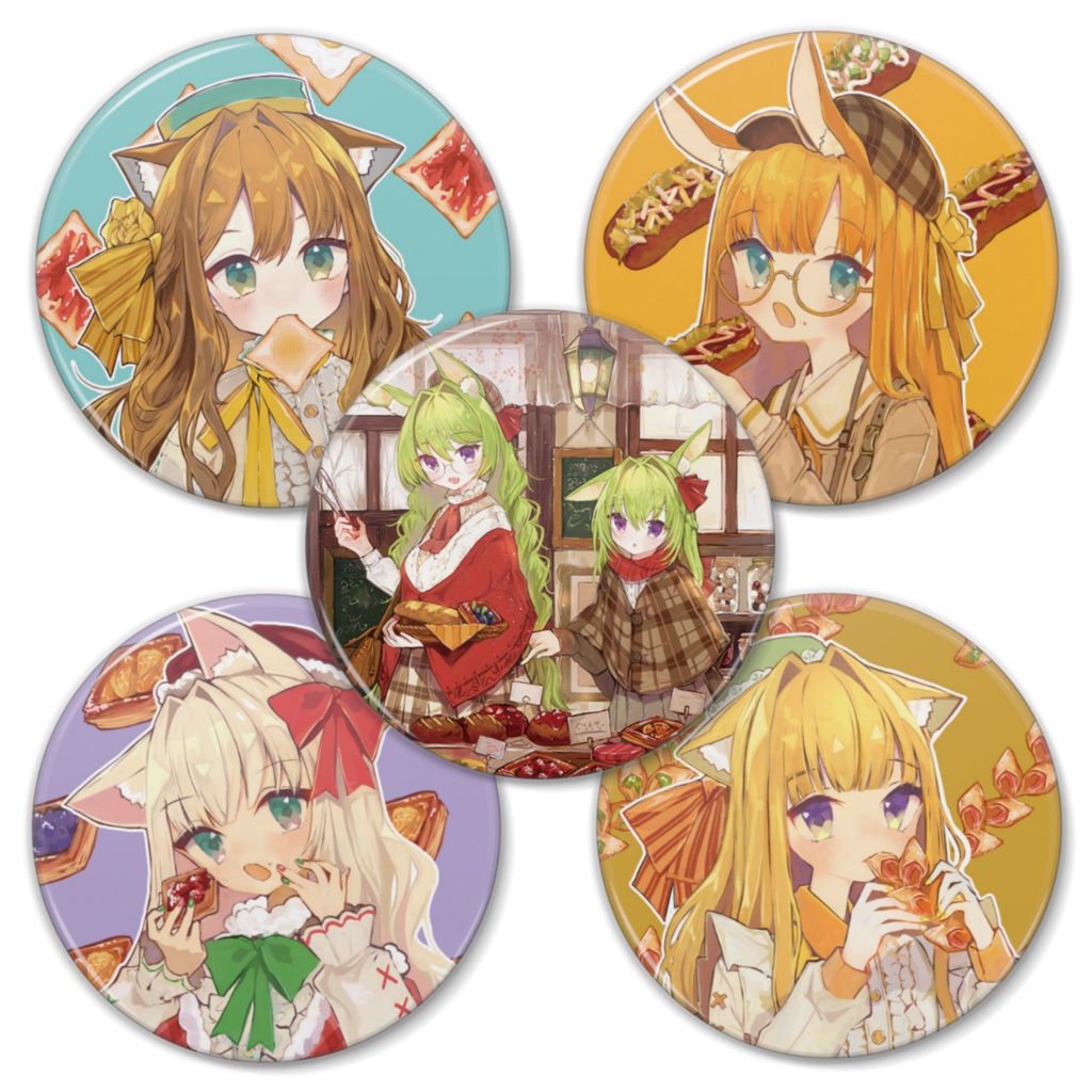 缶バッジ44mm パン屋さんシリーズ 5個セット 東京アルストロメリア Booth