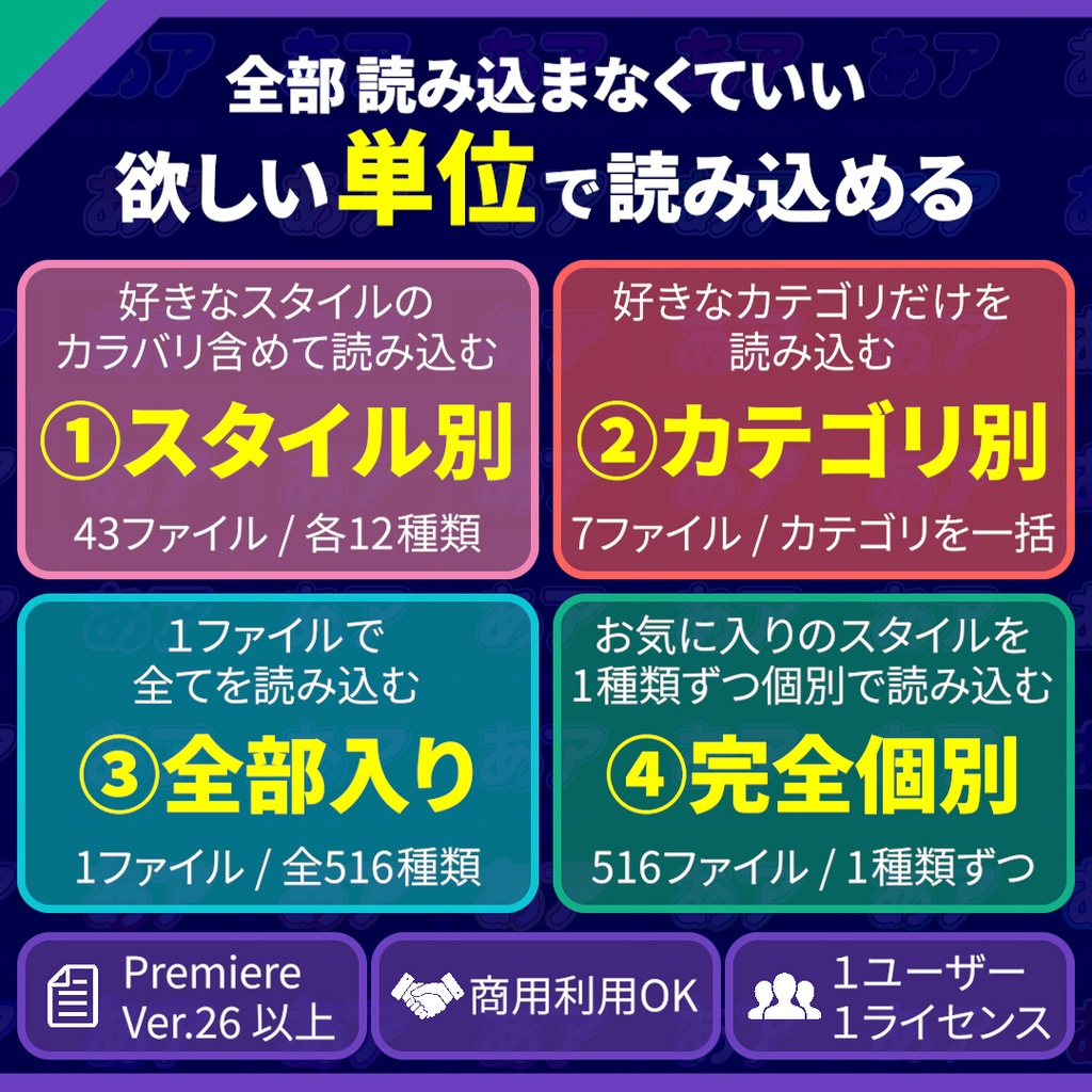 Premiereテロップスタイルプリセット 516種