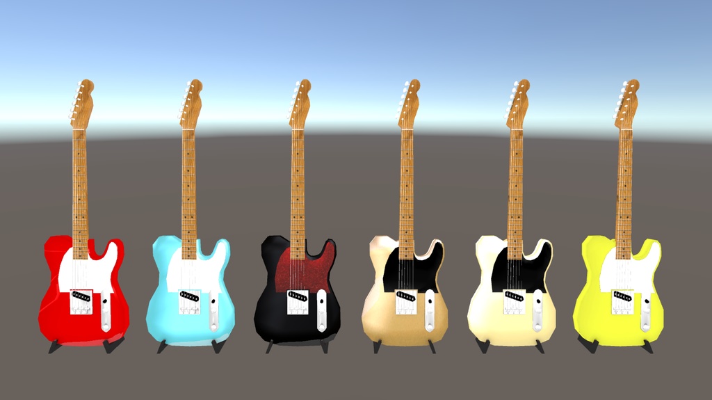 ギターの床置きオブジェクトセット:テレキャスタータイプ(6点)