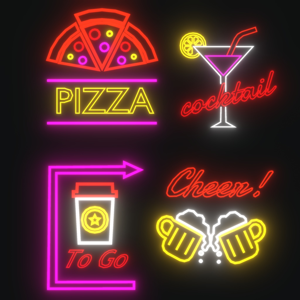 レストランのネオン看板(36点)