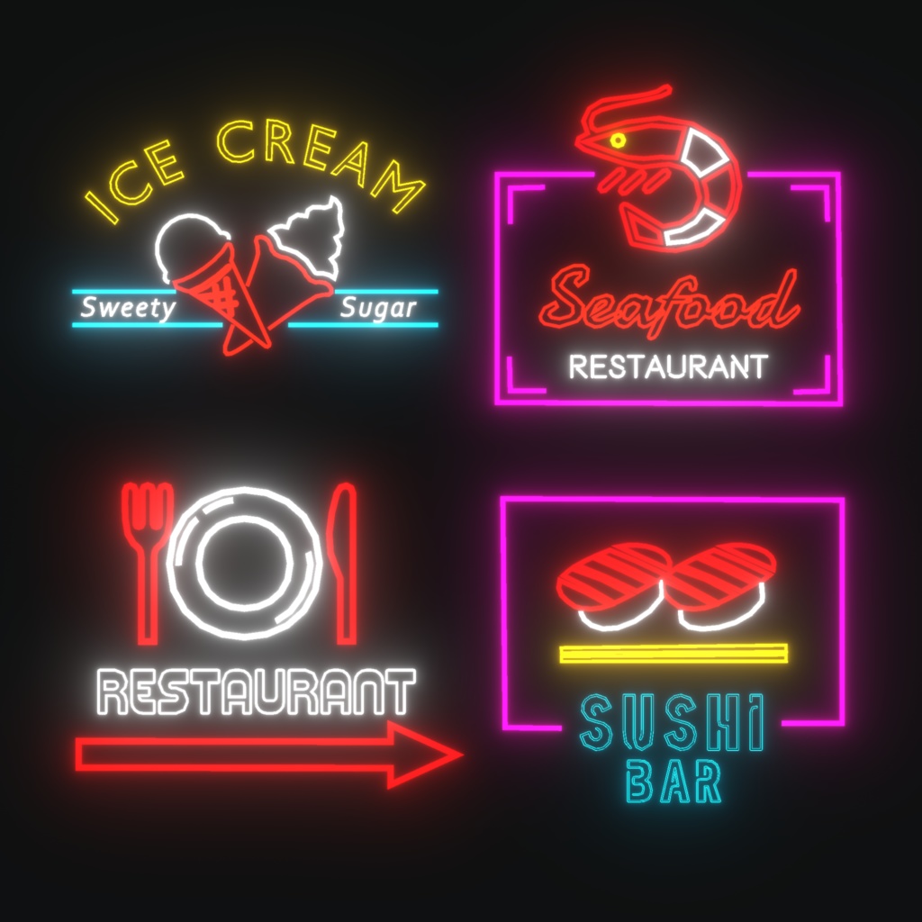 レストランのネオン看板(36点)