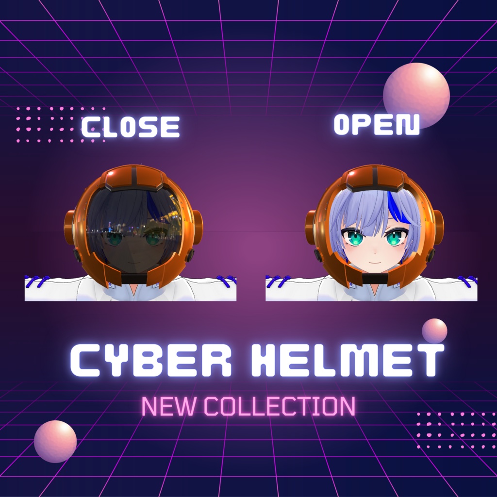 【8色セット】サイバーパンク風の猫型ヘルメット