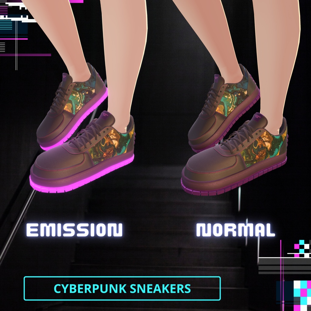 サイバーパンクカラーのオリジナルスニーカー