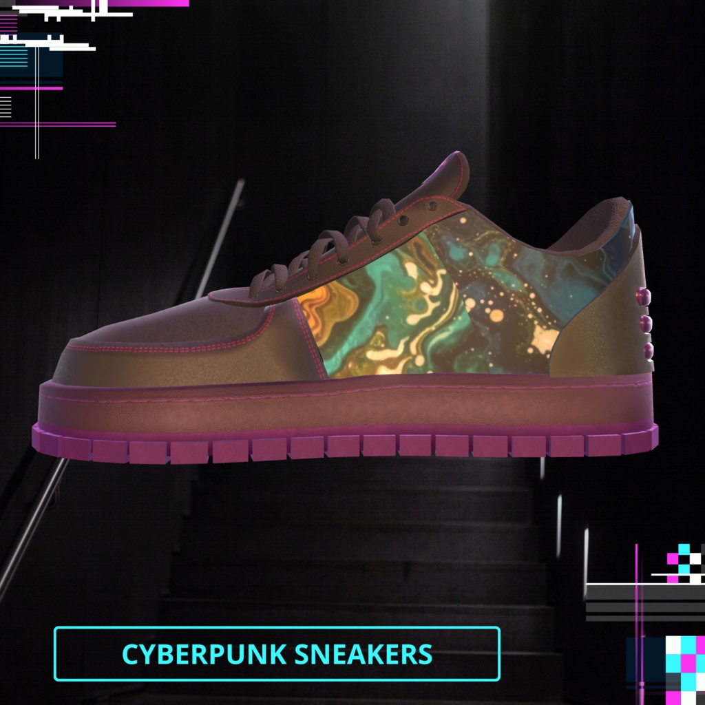 サイバーパンクカラーのオリジナルスニーカー