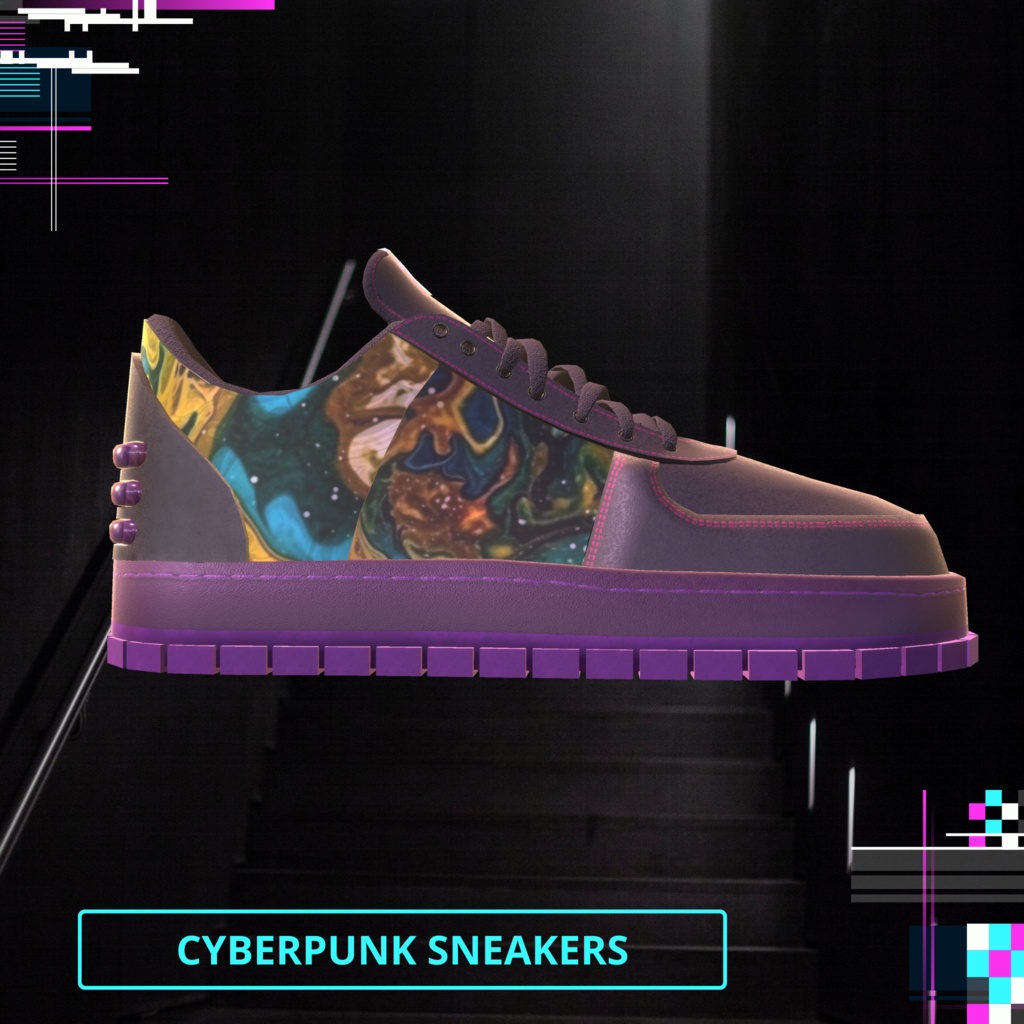 サイバーパンクカラーのオリジナルスニーカー