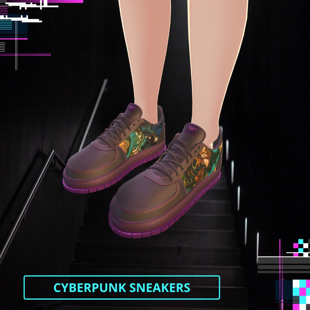 サイバーパンクカラーのオリジナルスニーカー
