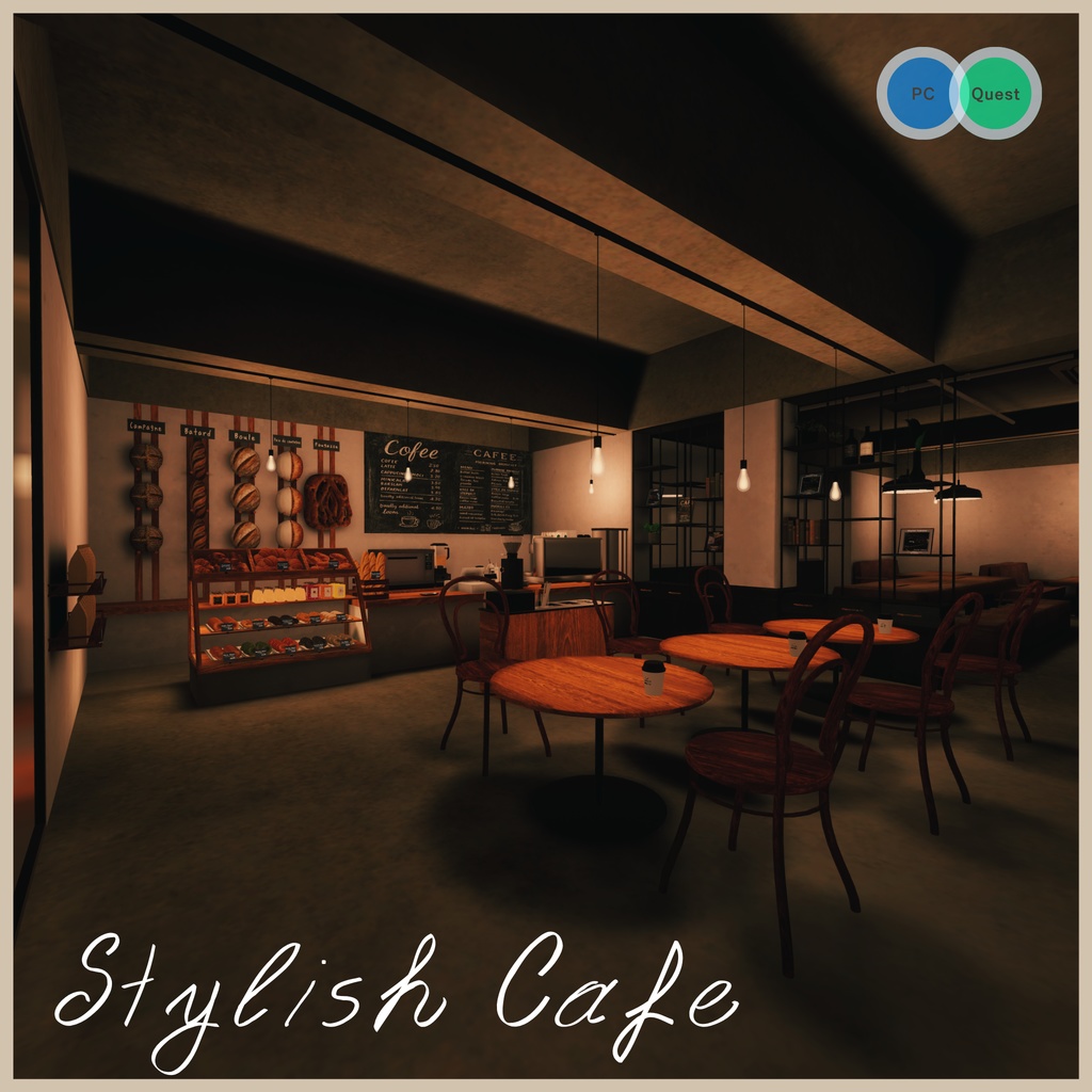 【10/19まで20%OFF】【VRCワールド】Stylish Cafe -ギミック付き-