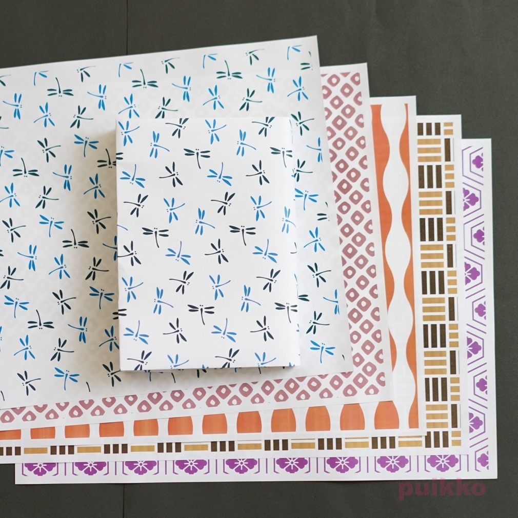 紙製ブックカバー 和柄パターン3(カラー)