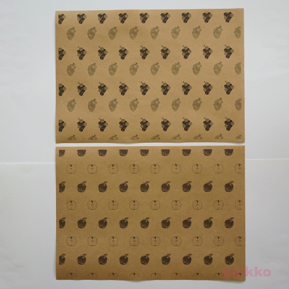 紙製ブックカバー フルーツ(モノクロ)