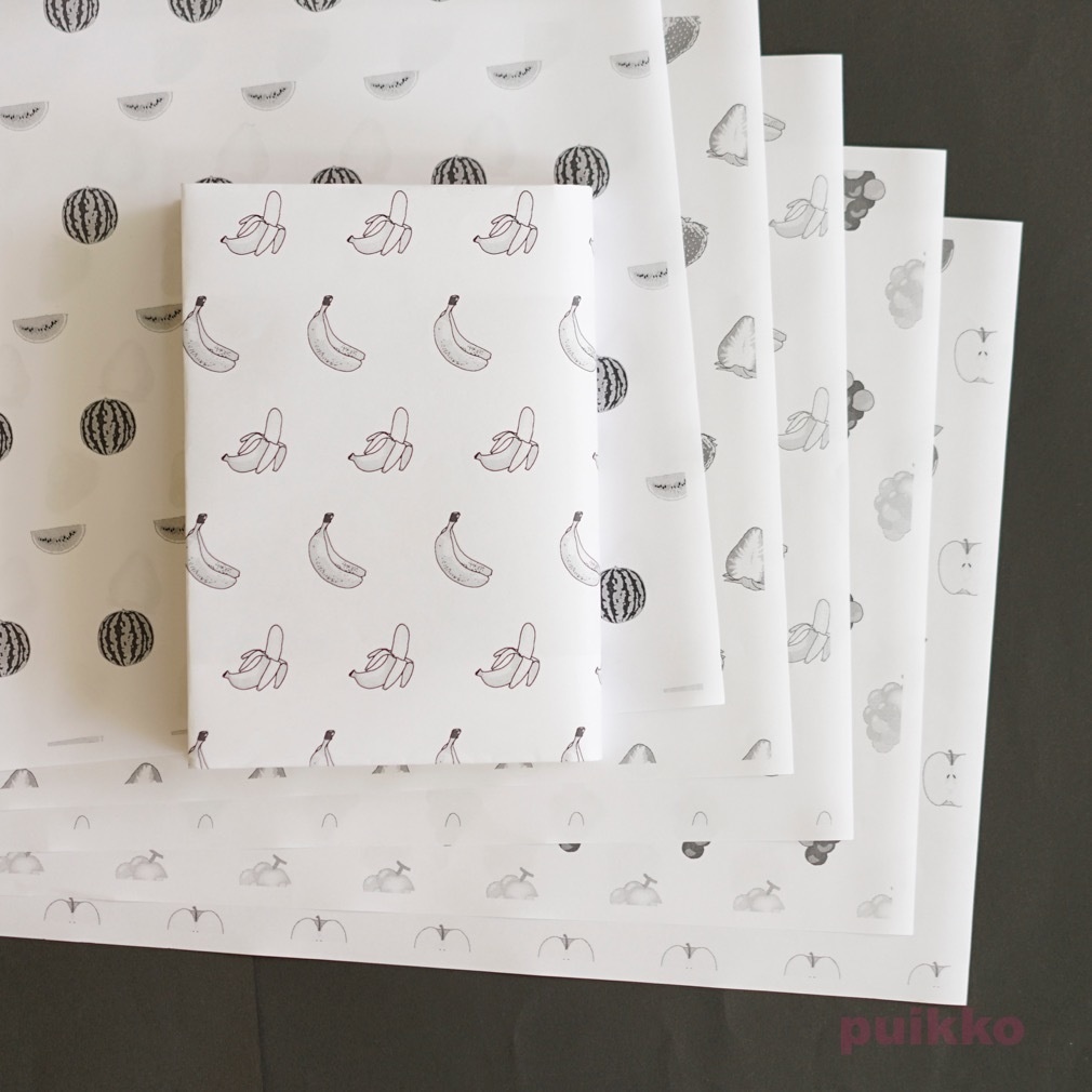 紙製ブックカバー フルーツ(モノクロ)