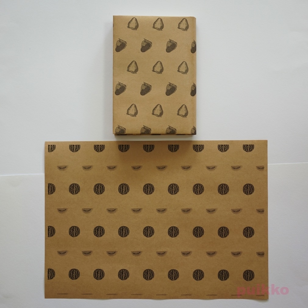 紙製ブックカバー フルーツ(モノクロ)