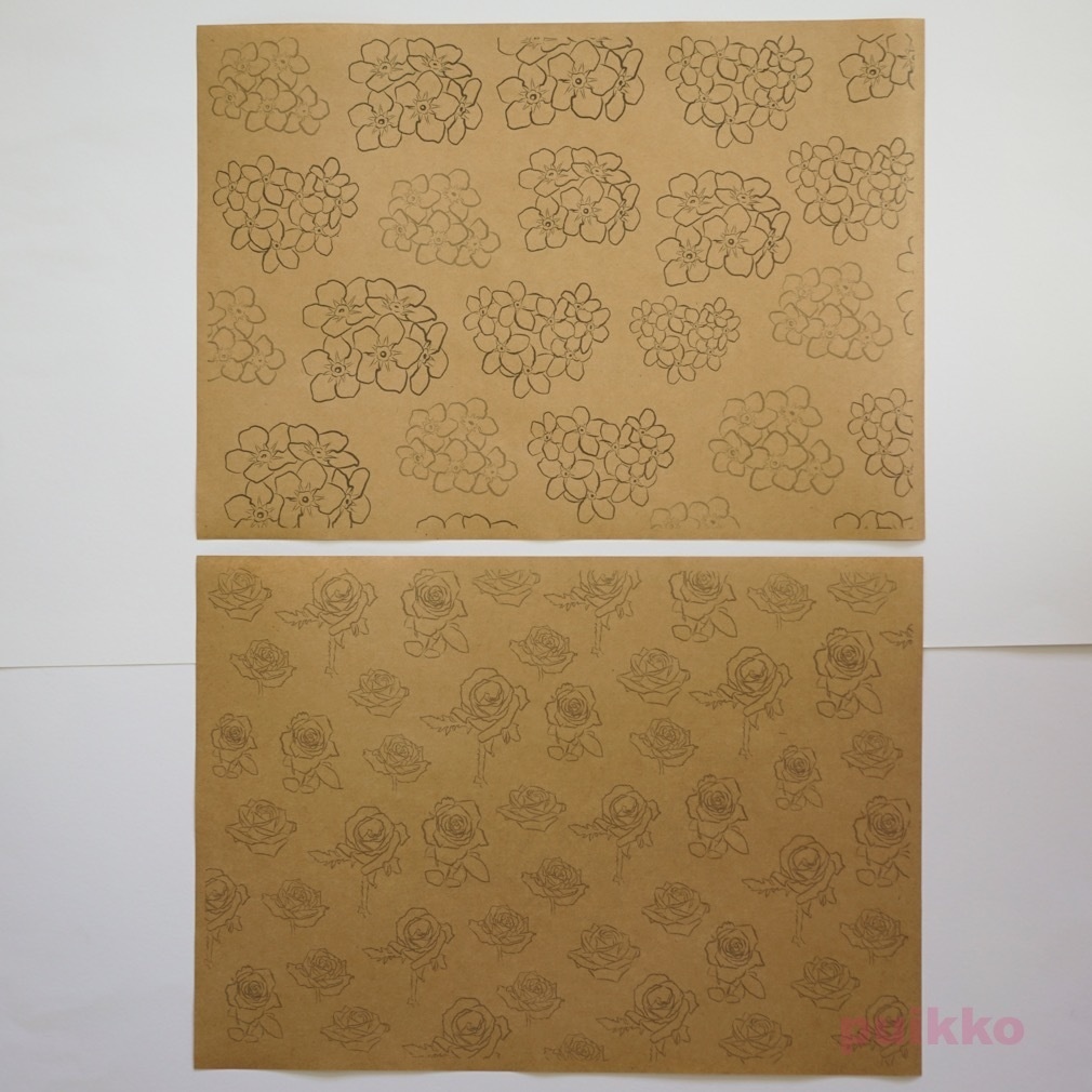 紙製ブックカバー 花・線画