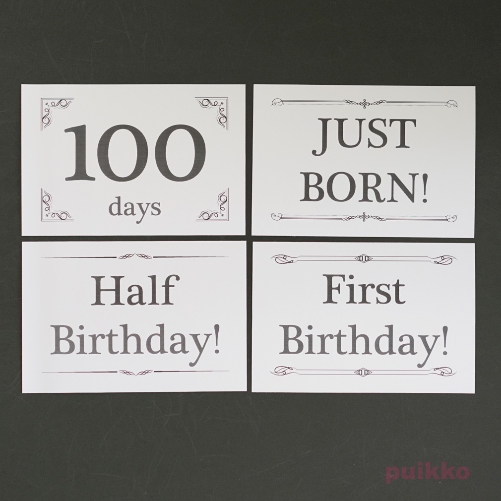 ベビーマンスリーカード レトロ飾り罫(はがきサイズ)