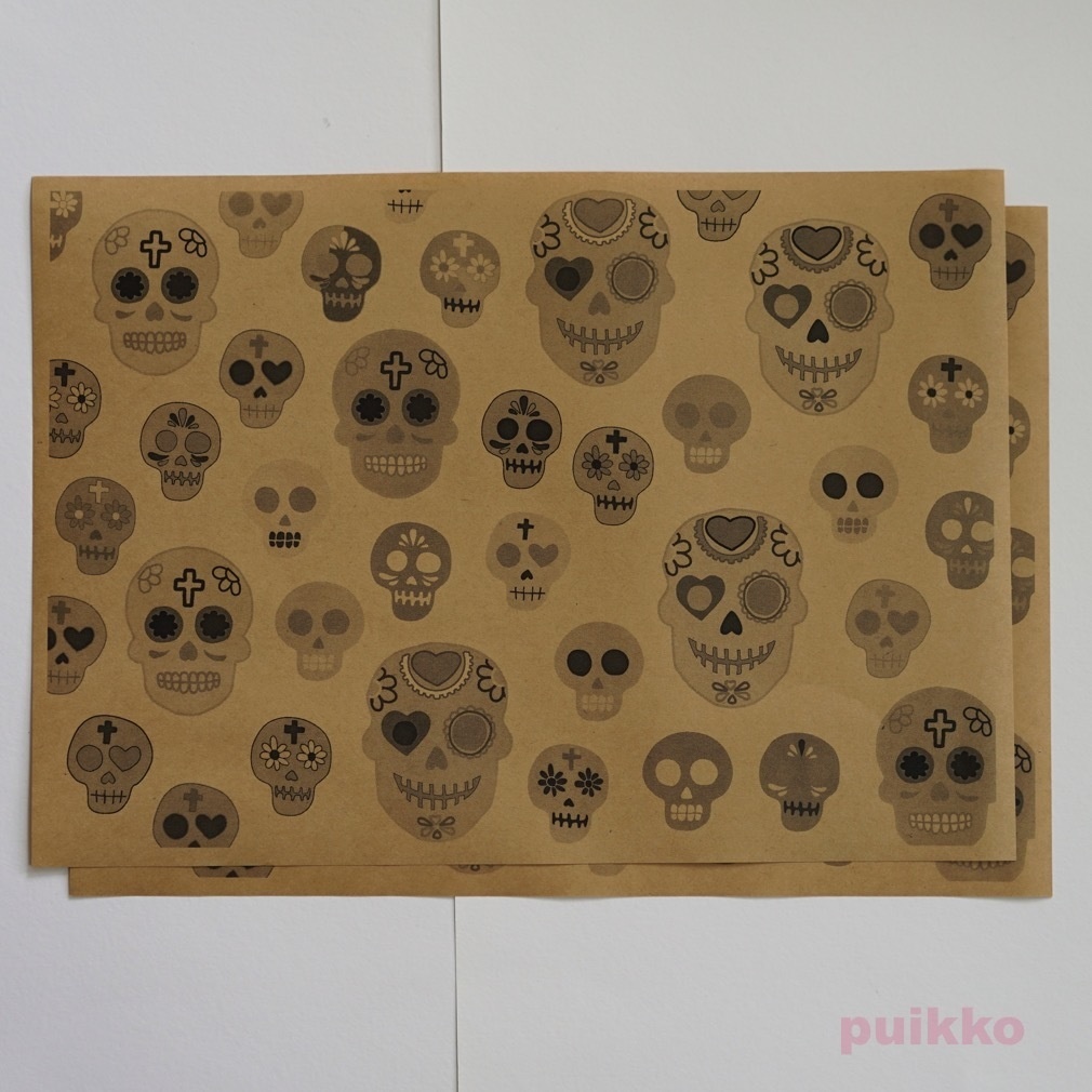 紙製ブックカバー メキシカンスカル(モノクロ)