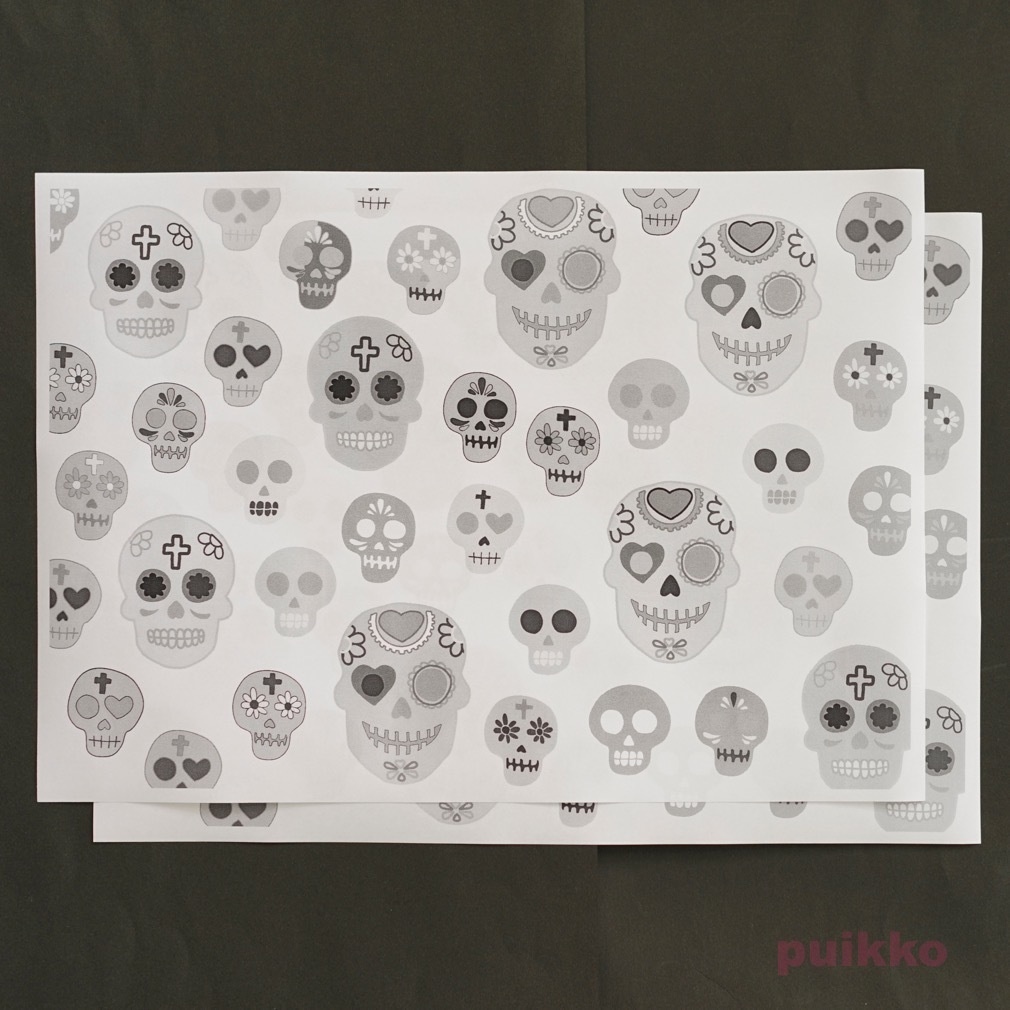 紙製ブックカバー メキシカンスカル モノクロ Puikko Booth