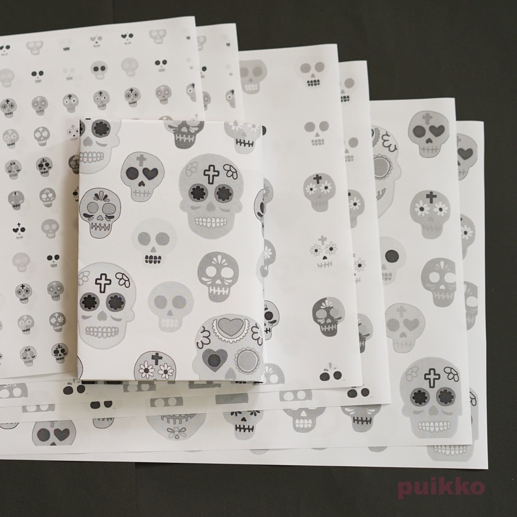 紙製ブックカバー メキシカンスカル(モノクロ)