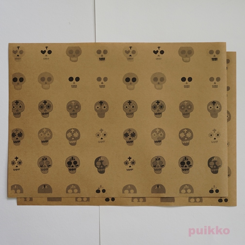 紙製ブックカバー メキシカンスカル(モノクロ)