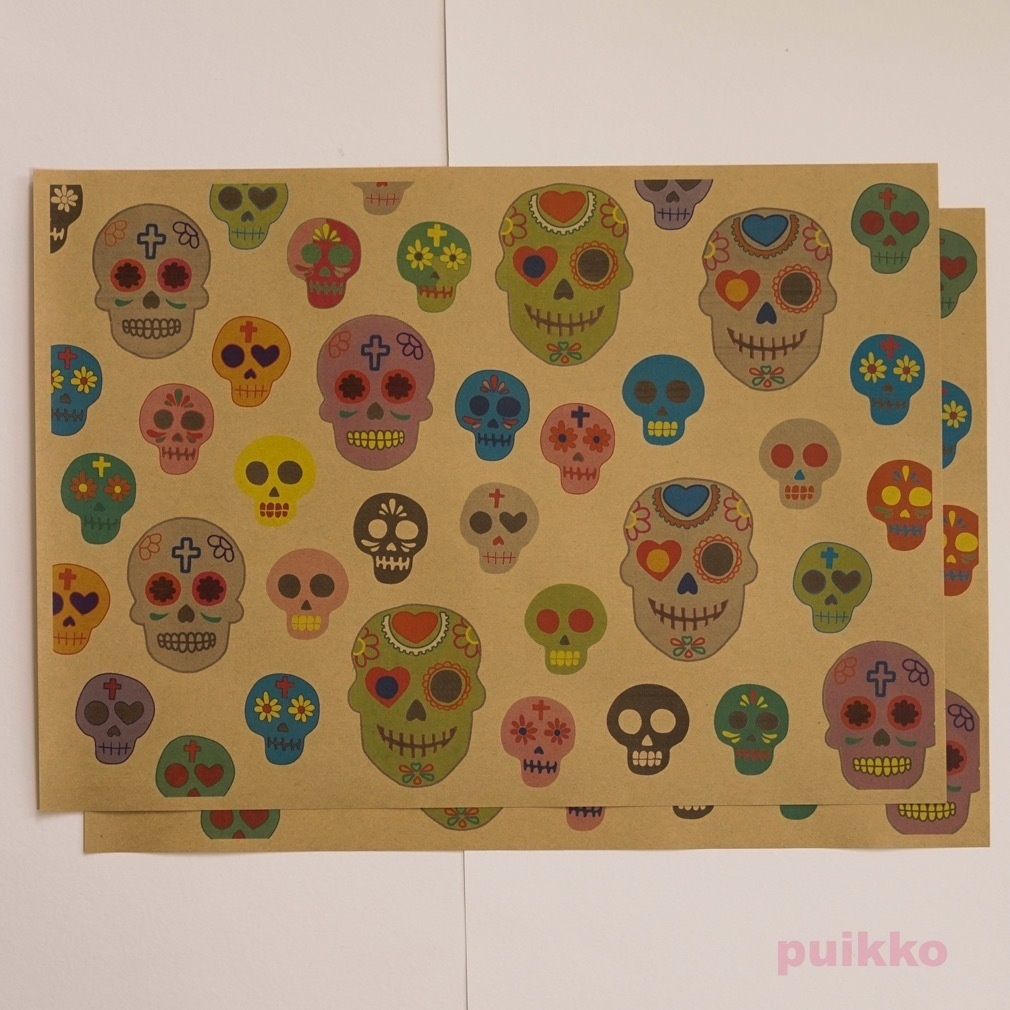 紙製ブックカバー メキシカンスカル(カラー)