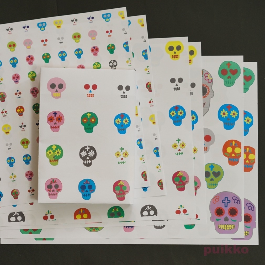 紙製ブックカバー メキシカンスカル(カラー)