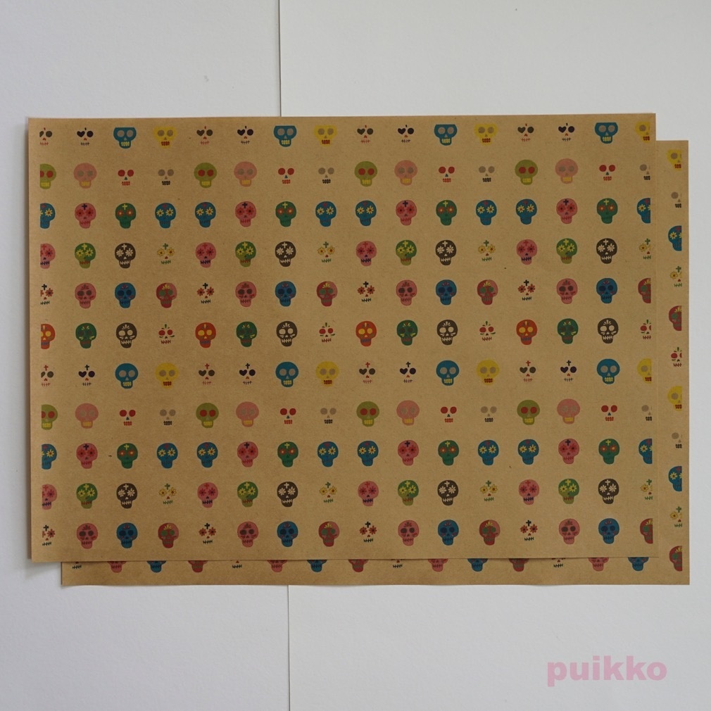 紙製ブックカバー メキシカンスカル(カラー)