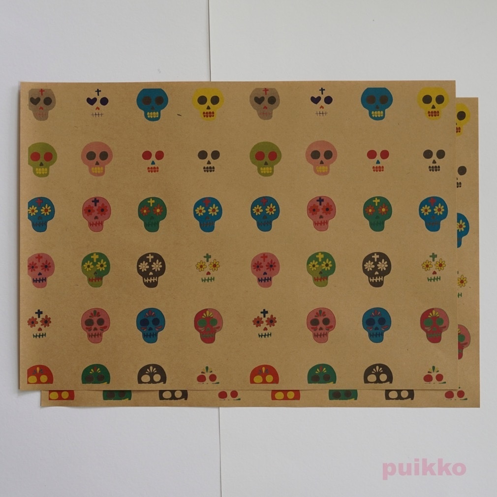 紙製ブックカバー メキシカンスカル(カラー)