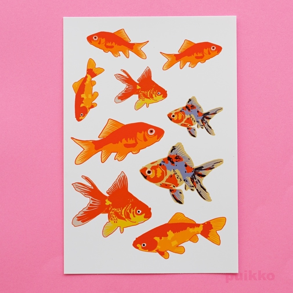 金魚イラスト4 タトゥーシール Puikko Booth