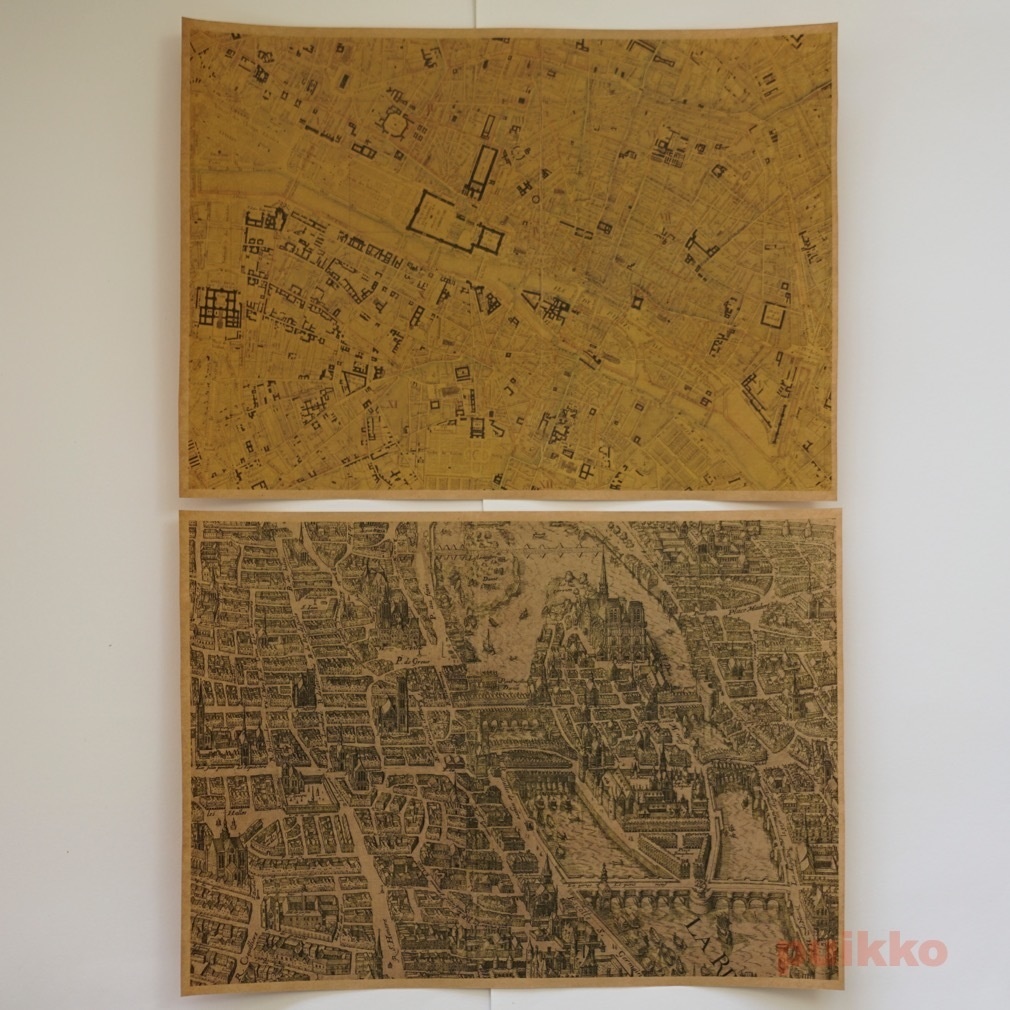 紙製ブックカバー パリ古地図(カラー)