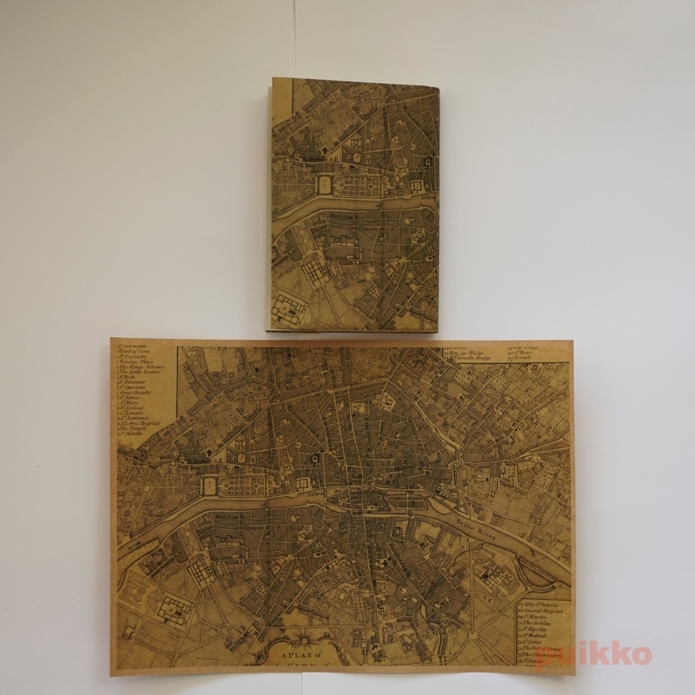 紙製ブックカバー パリ古地図(カラー)