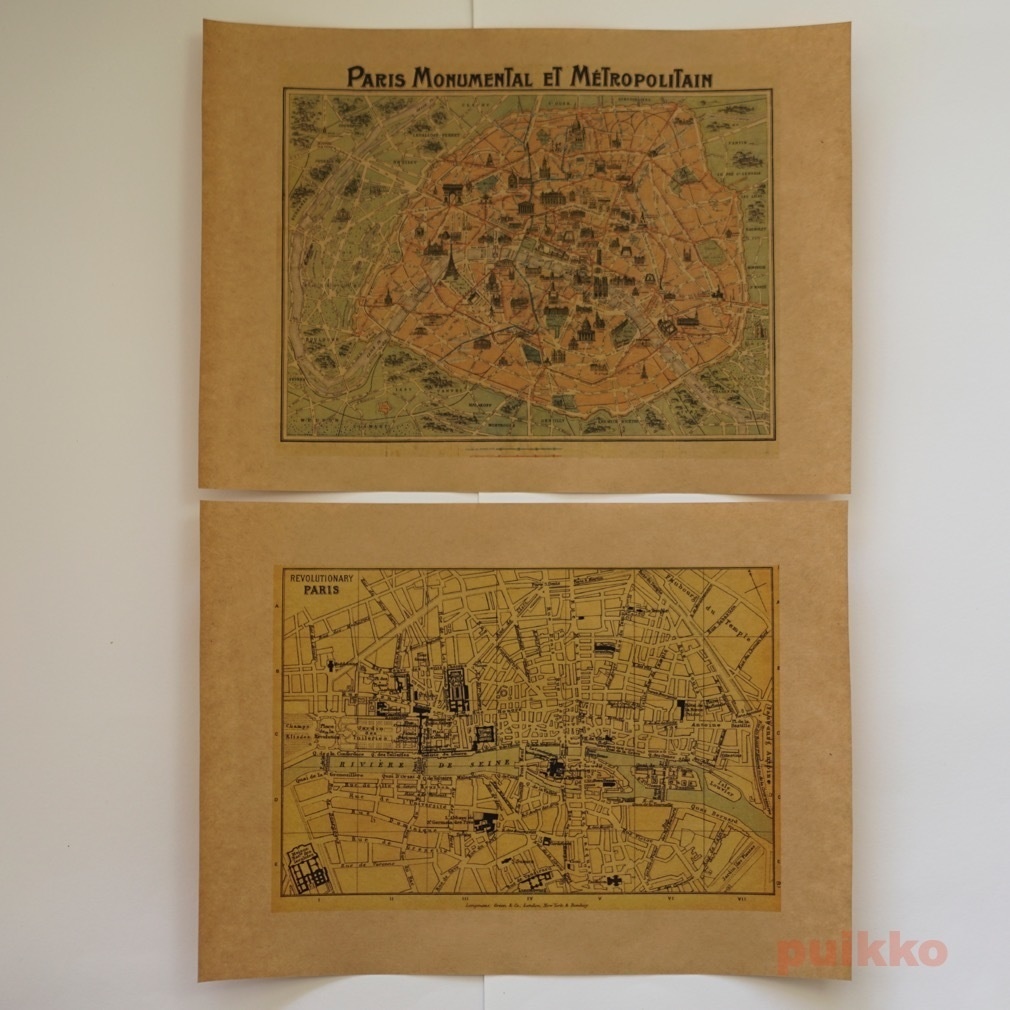 紙製ブックカバー パリ古地図(カラー)