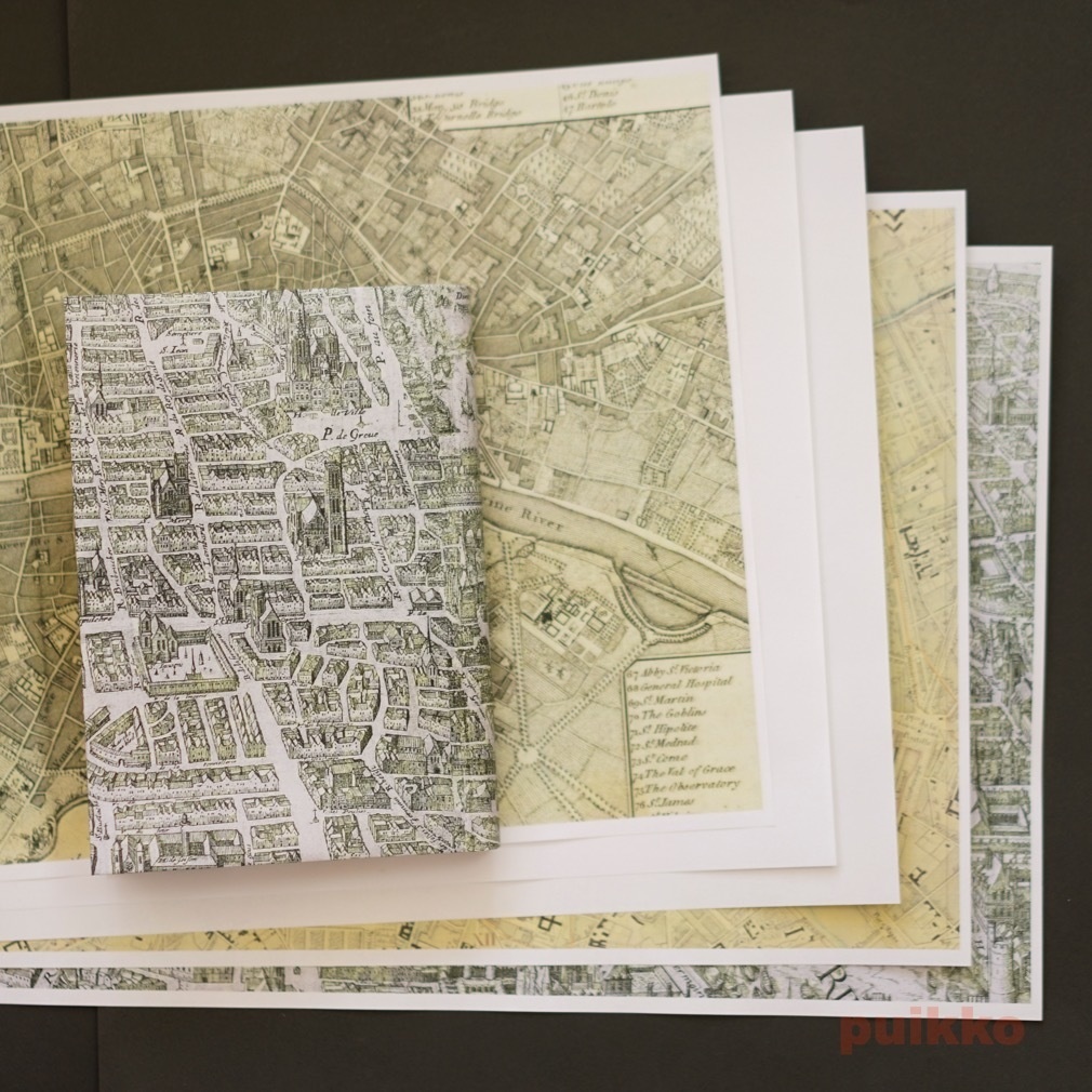 紙製ブックカバー パリ古地図(カラー)