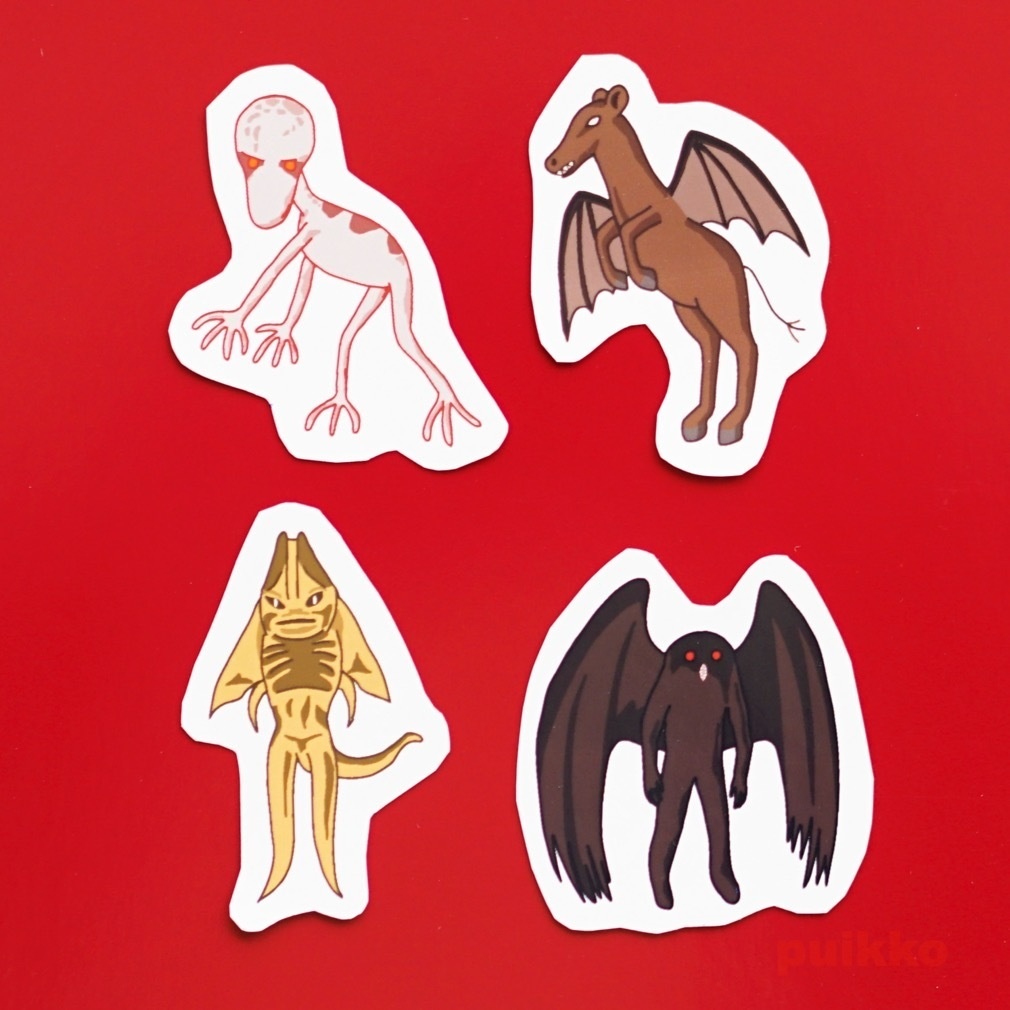 吸着シール(4枚セット) 未確認生物イラスト2