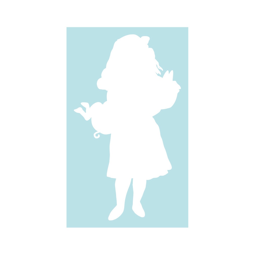 ステッカー 「不思議の国のアリス」豚の赤ちゃんを抱えたアリス