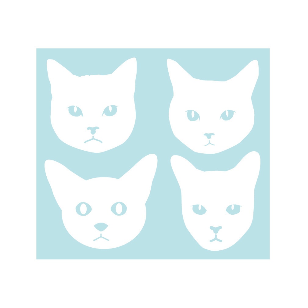 ステッカー 猫の顔(4片)