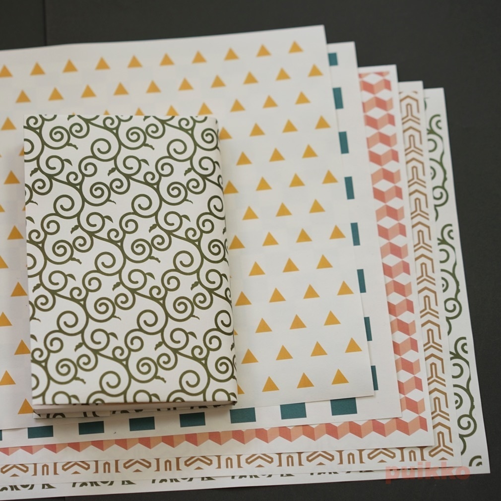 紙製ブックカバー 和柄パターン4(カラー)