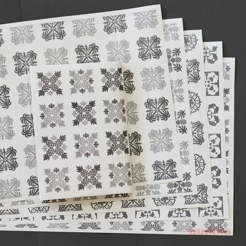 紙製ブックカバー ハワイアンキルト柄(モノクロ)