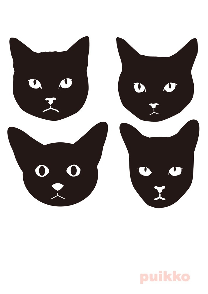 イラストデータ 猫の顔シルエット Puikko Booth