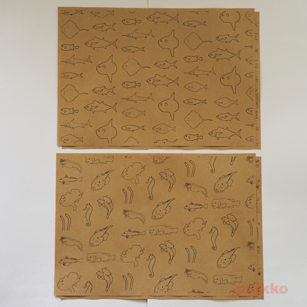 紙製ブックカバー 魚イラスト