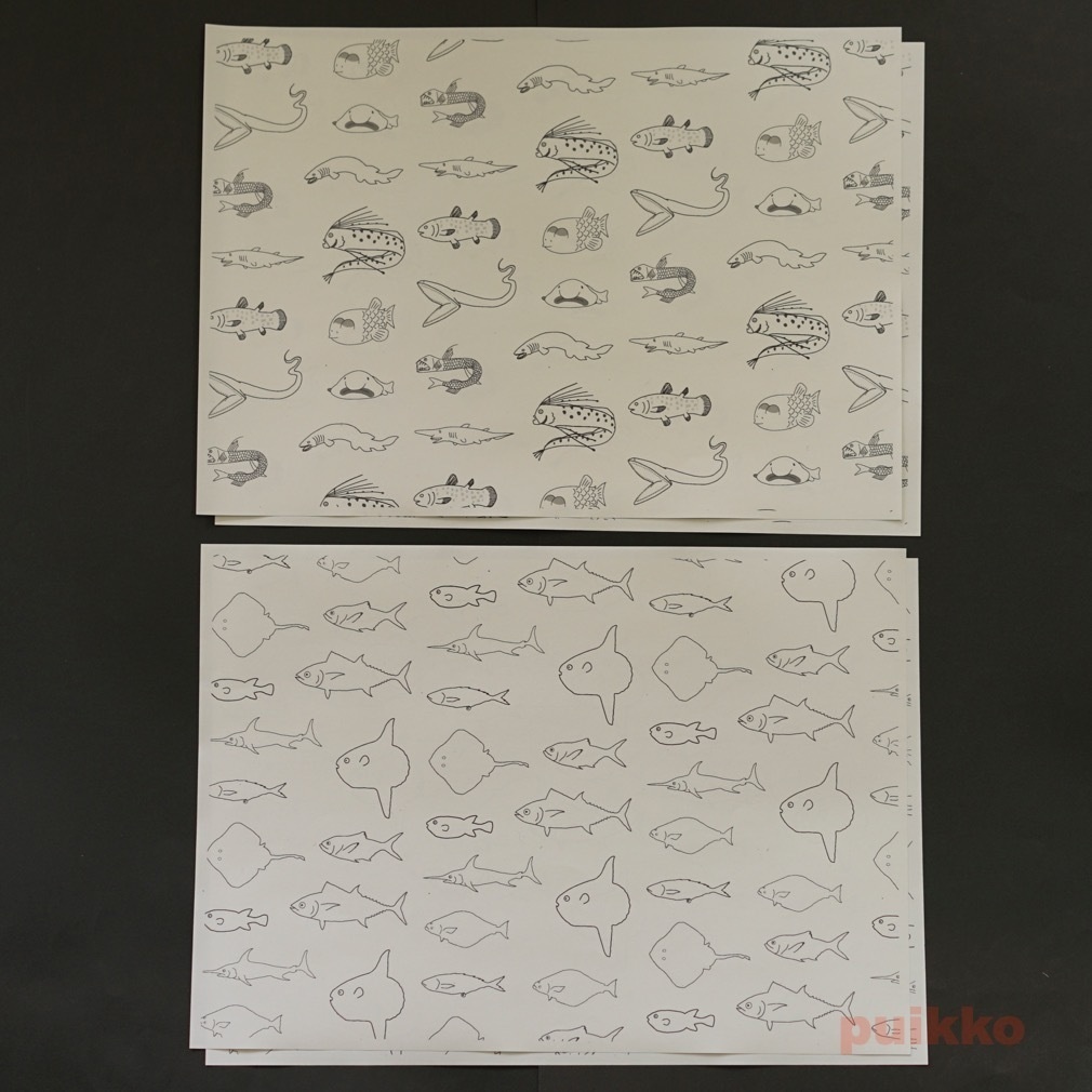 紙製ブックカバー 魚イラスト
