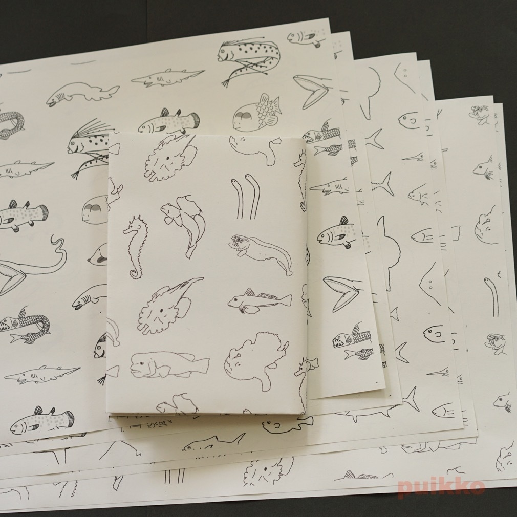 紙製ブックカバー 魚イラスト