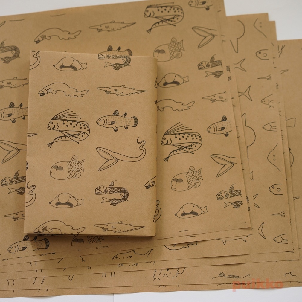 紙製ブックカバー 魚イラスト Puikko Booth