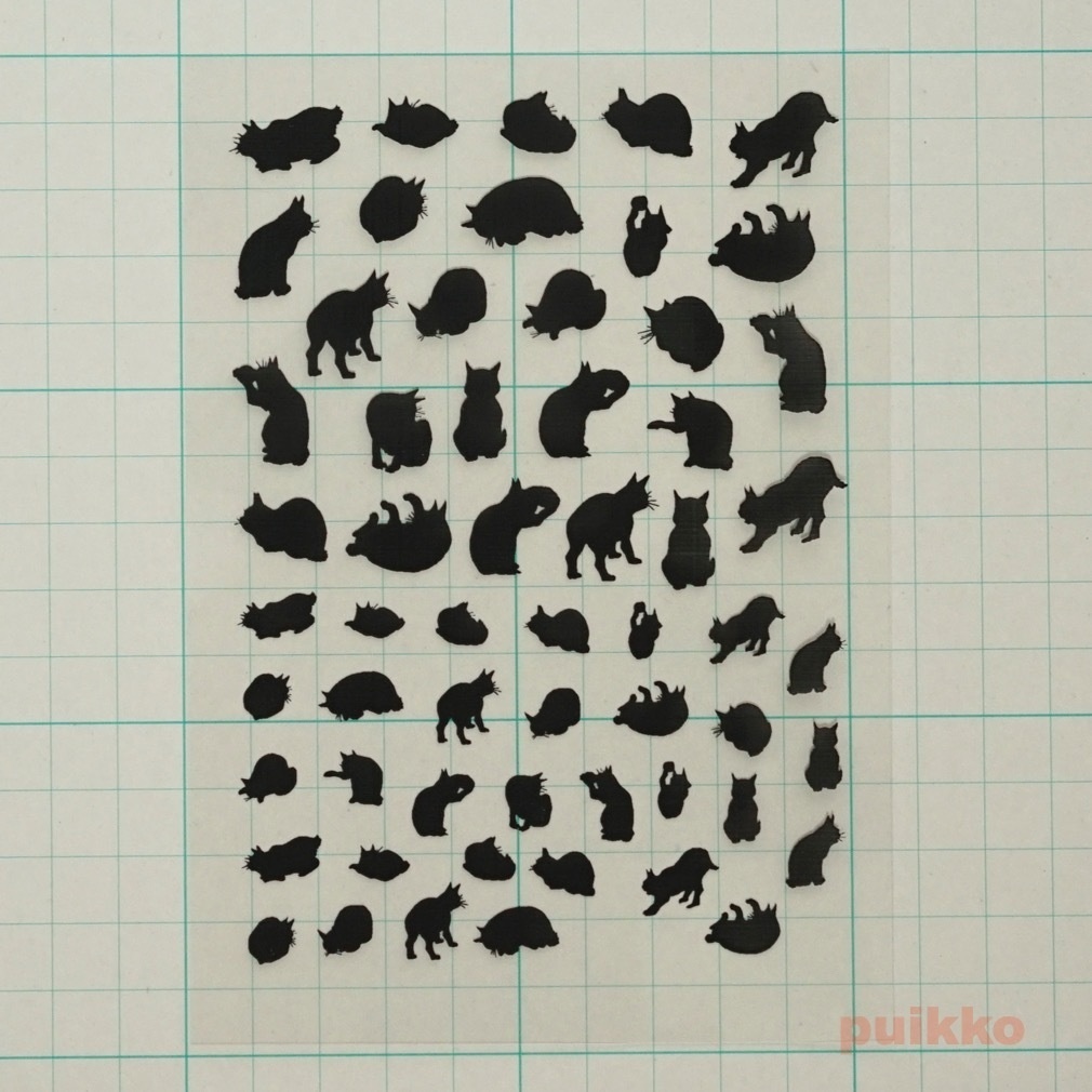 広重「浮世画譜」猫シルエット レジン封入用フィルム