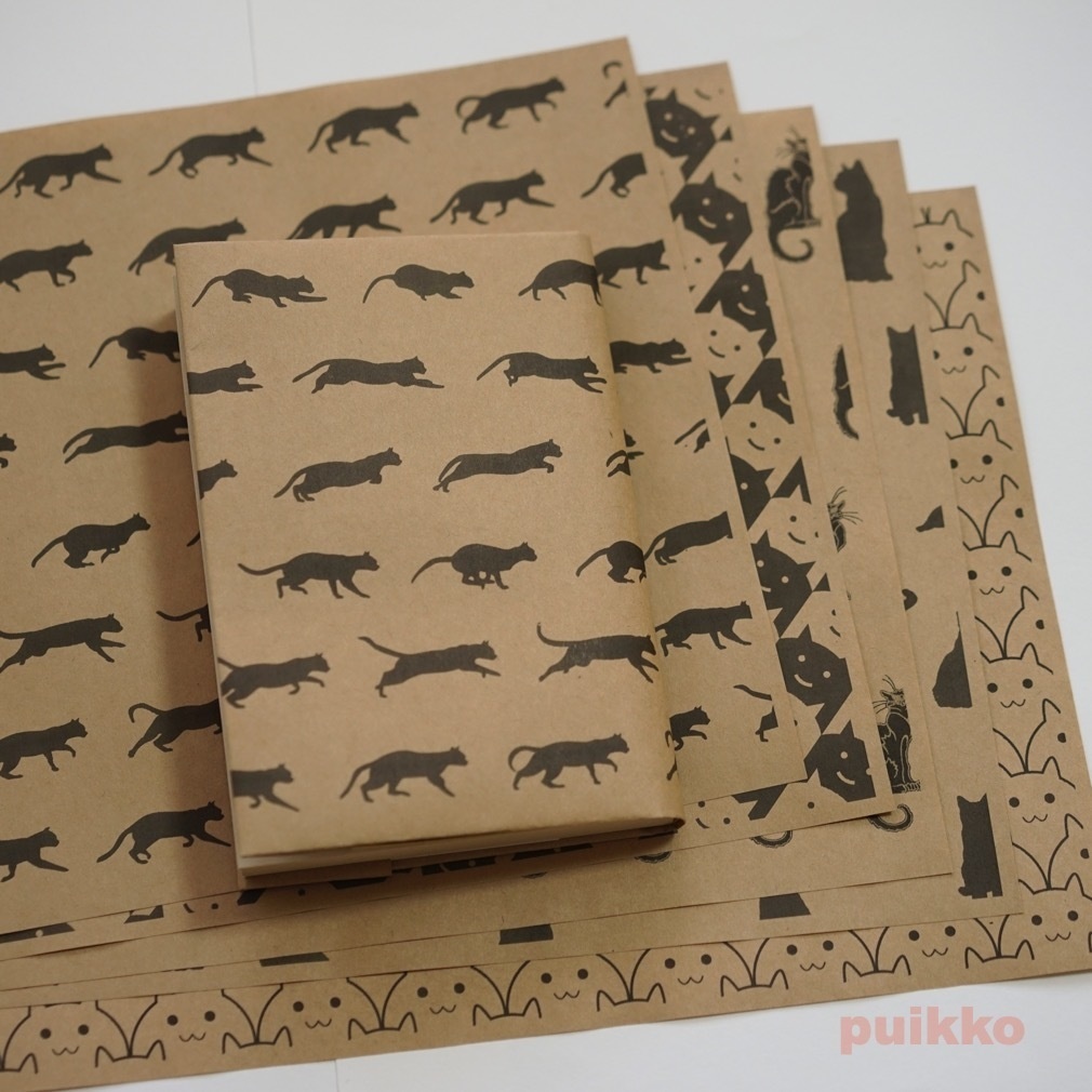 紙製ブックカバー 猫柄パターン Puikko Booth