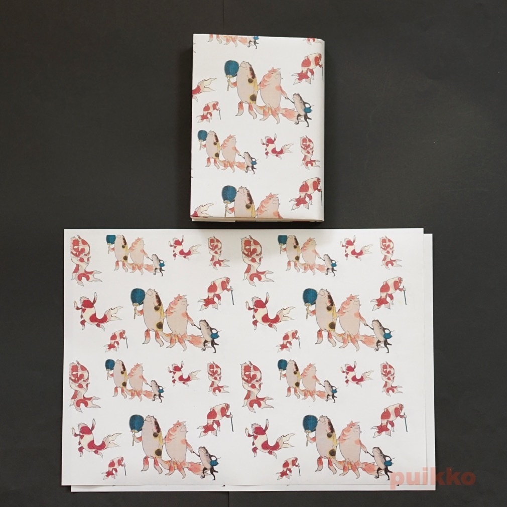 紙製ブックカバー 歌川国芳「金魚づくし」(カラー)